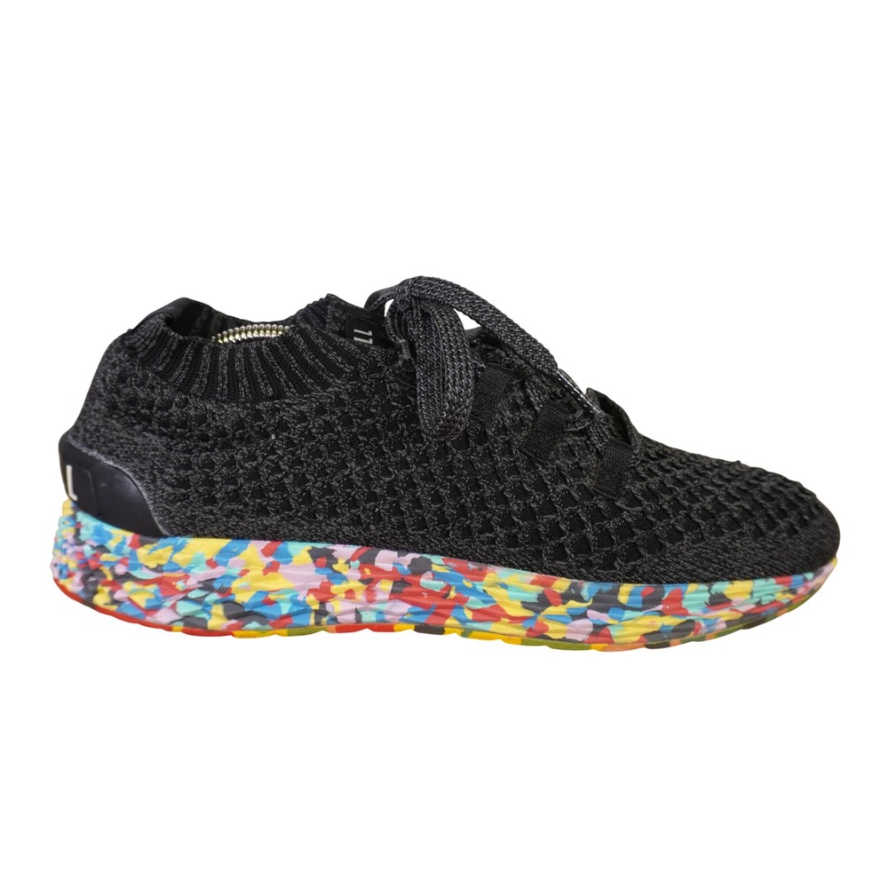 NOBULL Knit Runner Men 11.5 Black Multi Color Confetti Sole Athletic Sneakers